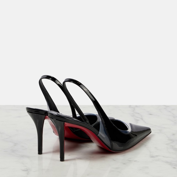 Christian Louboutin Posticha 80 Leather and PVC Slingback Pumps - Picture 2 of 8